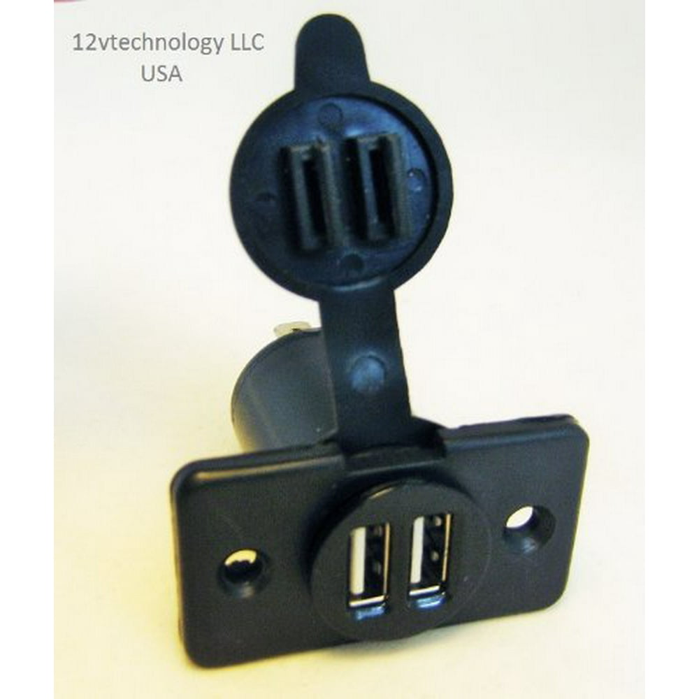 Dual USB Charger Socket 12 Volt Outlet Plug Jack Panel Mount Boat Sea Marine Car Truck Blue Rv