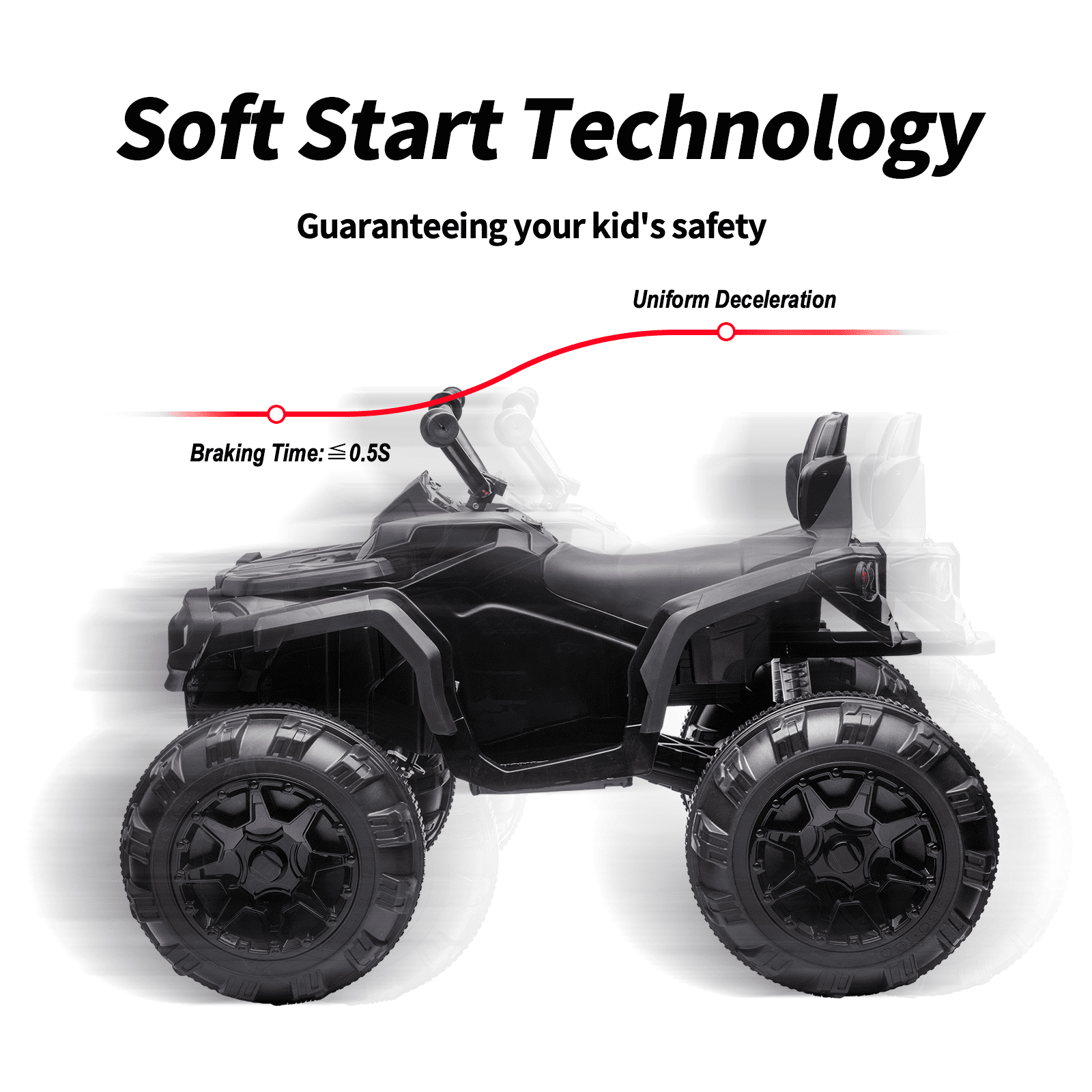 Outfunny 24V Kids 4 Wheeler, Electric ATV Quad Ride-on Toy for Big Kids Ages 3 and up, Black