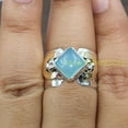 thumbnail image 4 of Natural Blue Chalcedony 925 Sterling Silver And Brass Statement Design Ring Gift Jewelry For Men And Women, 4 of 5