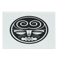thumbnail image 1 of Ethnic Cutting Board, Maori Culture with Swirls and Whiskers Motifs from Indigenous Folklore, Decorative Tempered Glass Cutting and Serving Board, Large Size, Black and White, by Ambesonne, 1 of 1