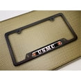 thumbnail image 3 of [Officially Licensed US Marine Corps Product] - USA Patriotic Anodized Aluminum Thin Top | Narrow Top Car License Plate Frame with USMC | Marines - Black Insert with Free caps - Black, 3 of 7