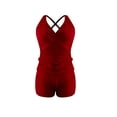 thumbnail image 5 of UTSJKR Women Tankini Swimsuits with Shorts - Two Piece Tummy Control Bathing Suits Top with Two Pockets Bottom Swimwear Red M, 5 of 7