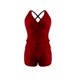 thumbnail image 5 of Conjunto de Bikini de Cintura Alta para las Mujeres de Corte Alto Correa sin Espalda Color Bloque Fuera Del Hombro Traje de Baño, 5 of 7