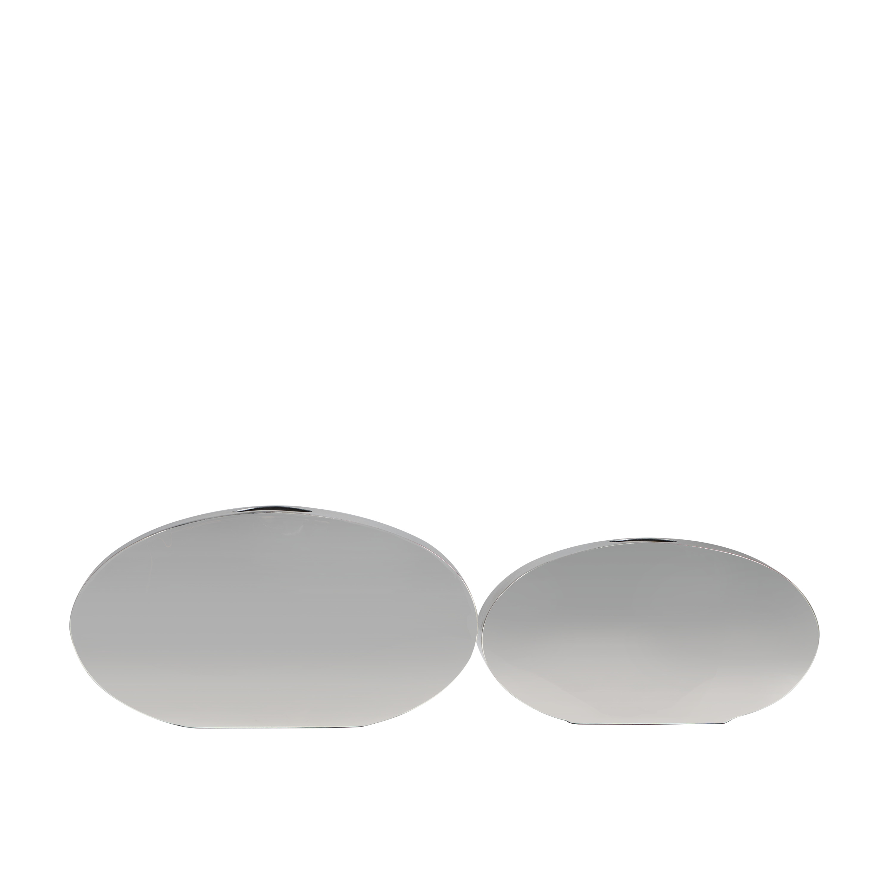 DecMode 7", 6"H Silver Stainless Steel Metal Vase with a Sleek Mirror Finish, Set of 2