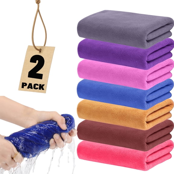 2 Pcs Microfiber Bath Towel,Quicker Drying,Soft,Absorbent Fitness Towel Fast Drying Washcloth for Bath Fitness,Bathroom,Sports,Yoga,Travel,Pool,Beach