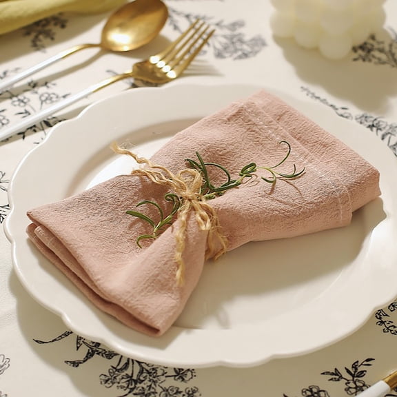 KGJQ Bohemian Linen Napkin, Rustic Machine Washable Fabric Napkin, 16 Inch Farmhouse Style Napkin for Dining Table Home Wedding Bridal Shower Baby Shower