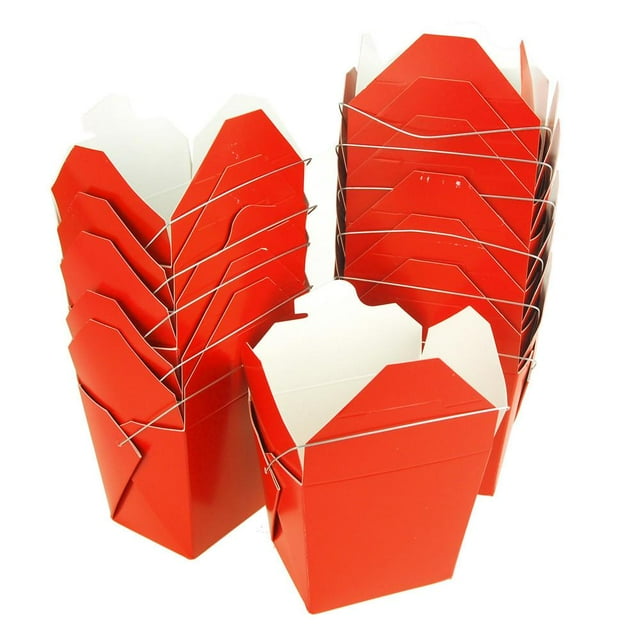 Take Out Boxes with Wire Handle, 31/4Inch, 12Piece, Red