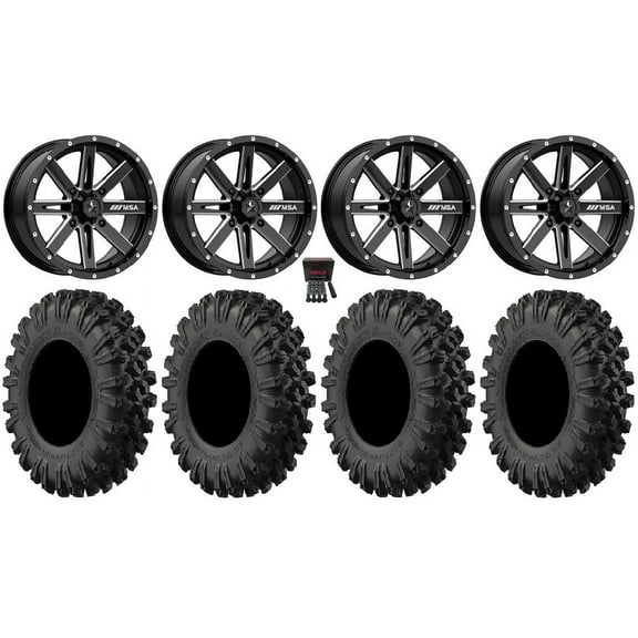 MSA Milled Boxer 16" ATV Wheels 30" MotoRavage XL Tires Sportsman RZR Ranger