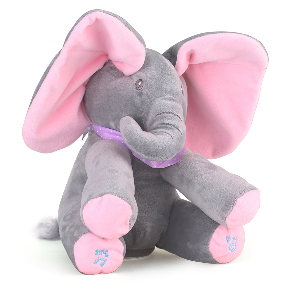 LOLO Plush Toy peek-a-Boo Elephant Blue Ears Hide-and-Seek Game Baby Animated Plush Elephant Doll Present 