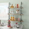 thumbnail image 4 of Wrenn 3-Tier Wall Shelves, Black Metal with Natural Mango Wood, 4 of 11