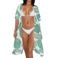 thumbnail image 3 of HELLHERO Polyester Long Kimono Swimsuit Cover Up for Summer Long Cardigan Free Size Bathing Suit Cover Up Tropical Foliage Print, 3 of 6