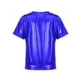 thumbnail image 2 of Jizyo Kids Boys Girls Shiny Metallic T-Shirts Short Sleeves Sparkly Tee Tops for Hip Hop Jazz Disco Royal Blue 130, 2 of 7