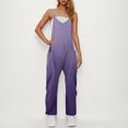 thumbnail image 2 of QATAINLAV Sleeveless Jumpsuits for Women Casual Loose Spaghetti Strap Overalls Wide Leg One Piece Pants with Pockets, Purple, M, 2 of 8
