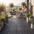 thumbnail image 6 of Plastic Interlocking Deck Tiles, 44 Pack 12"x12" Waterproof Non-Slip Outdoor Patio Flooring, Drainable Snap Together Decking Tiles for Poolside, Porch, Garden, Backyard & Shed Floor, Grey, 6 of 12