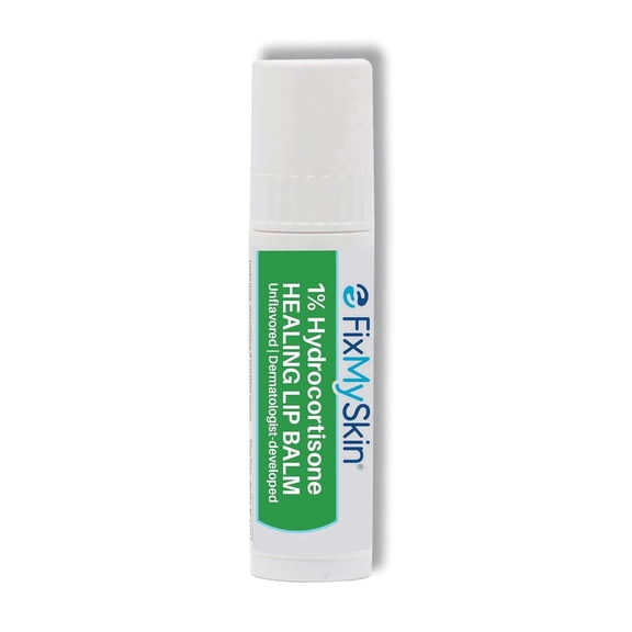 FixMySkin 1% Hydrocortisone Healing Lip Balm - Unflavored - Soothes & Repairs Dry, Cracked & Chapped Lips, 0.15 oz