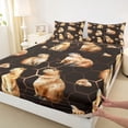 thumbnail image 4 of Erosebridal Cute Capybara Bed Sheets For Capybara Lovers Bed Sheets,Modern Geometric Hockeycomb King Sheets For Kids Girls 4-Piece, 4 of 6