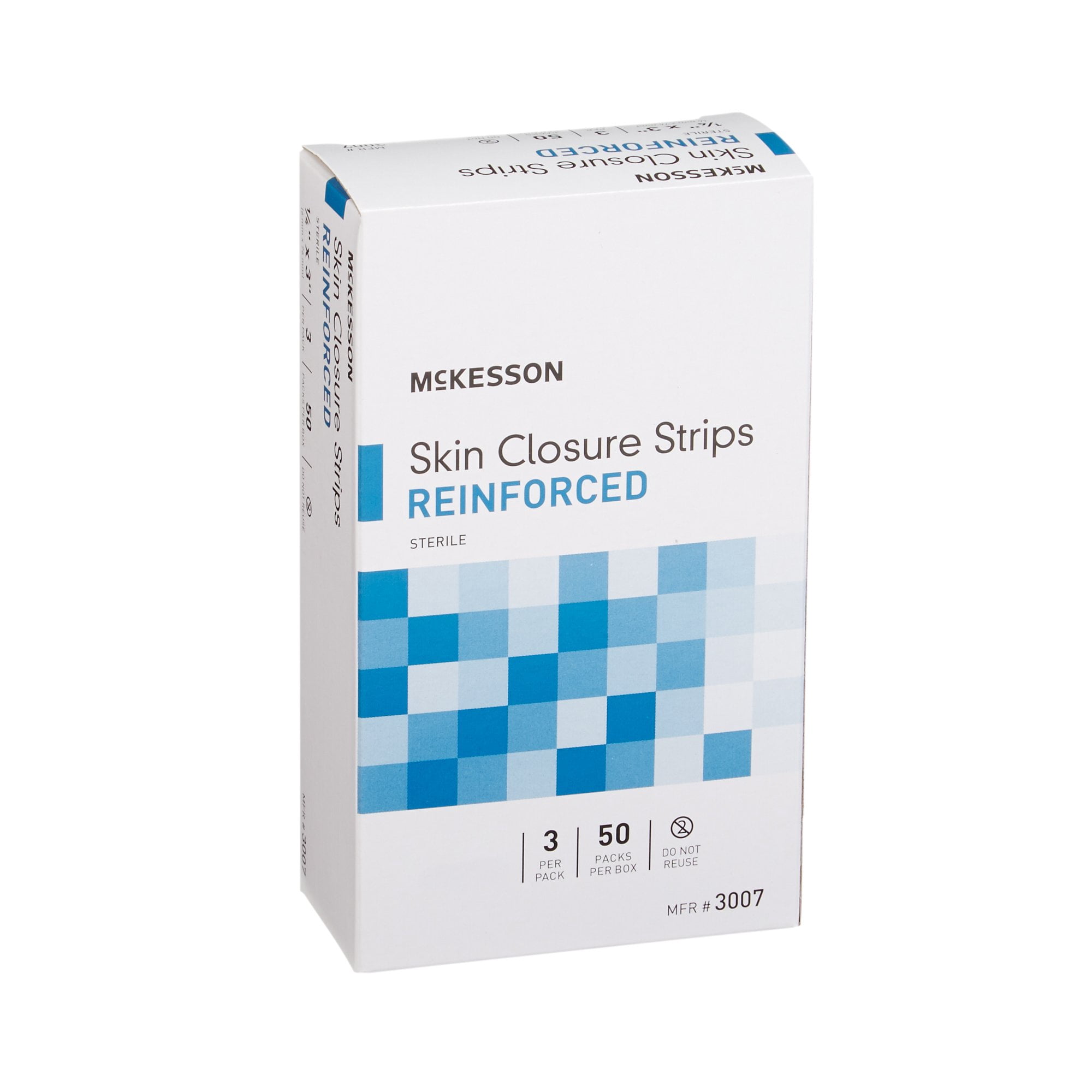 McKesson Skin Closure Strips - Sterile, Reinforced Wound Bandage, 1/4 in x 3 in, 50 Ct