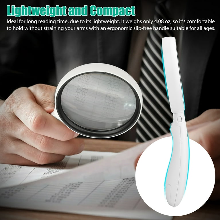 LED Lighted Hands Free Magnifying Glass 4X Large Portable Illuminated  Magnifier for Reading Inspection Soldering Needlework Repair