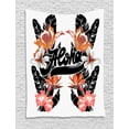 thumbnail image 1 of Aloha Tapestry, Calligraphic Layout with Large Flowers and Leaves Exotic Feels, Wall Hanging for Bedroom Living Room Dorm Decor, 40W X 60L Inches, White Charcoal Grey Multicolor, by Ambesonne, 1 of 2