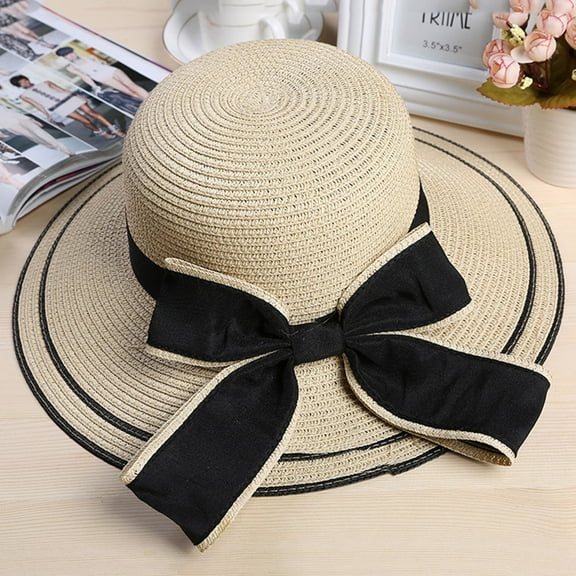 TAILTOSS Sun Straw Hat 1Set Beige Shaped with Ventilation for Girls Summer Days