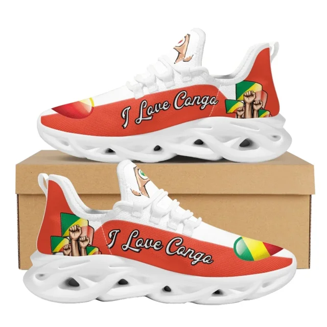 Zapatos para hombre y mujer, zapatillas informales con estampado de la bandera del Congo, zapatos planos de verano con cordones para caminar,