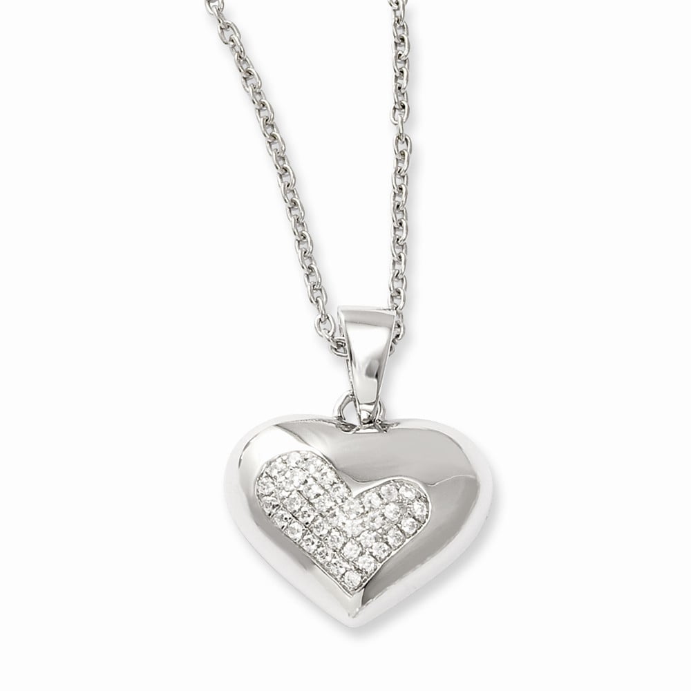 Beautiful Sterling silver 925 sterling Sterling Silver & CZ Brilliant Embers Heart Necklace