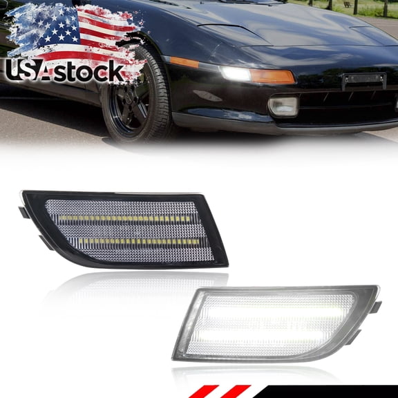 2PCS Clear Lens Front Corner Side Marker Light Fender Light Turn Signal Light Turn Warning Light Parking Light  With White LED For 1991 1992 1993 1994 1995 TOYOTA MR2 / MR-2 SW20 (For US SPEC only)