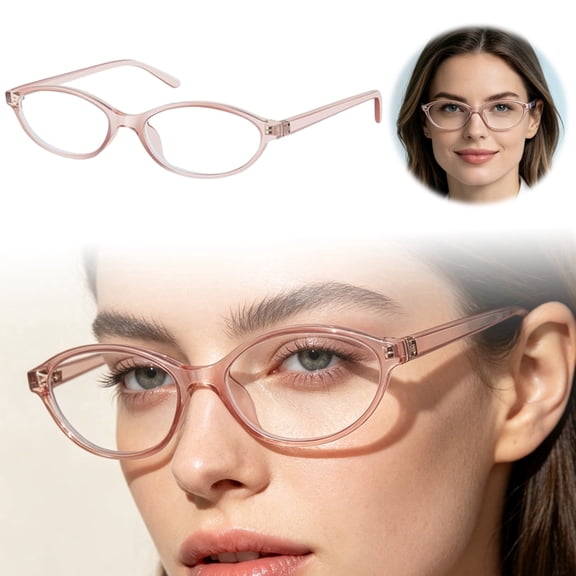 Oval Blue Light Blocking Glasses for Women Retro 90s Cat Eye Frame Glasses Computer TV Eyeglasses Anti Eyestrain