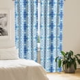 thumbnail image 2 of Ambesonne Psychedelic Window Curtains, Grunge Hip Folk Design, Each 28" W x 63" L, Pale Blue and Royal Blue, 2 of 4
