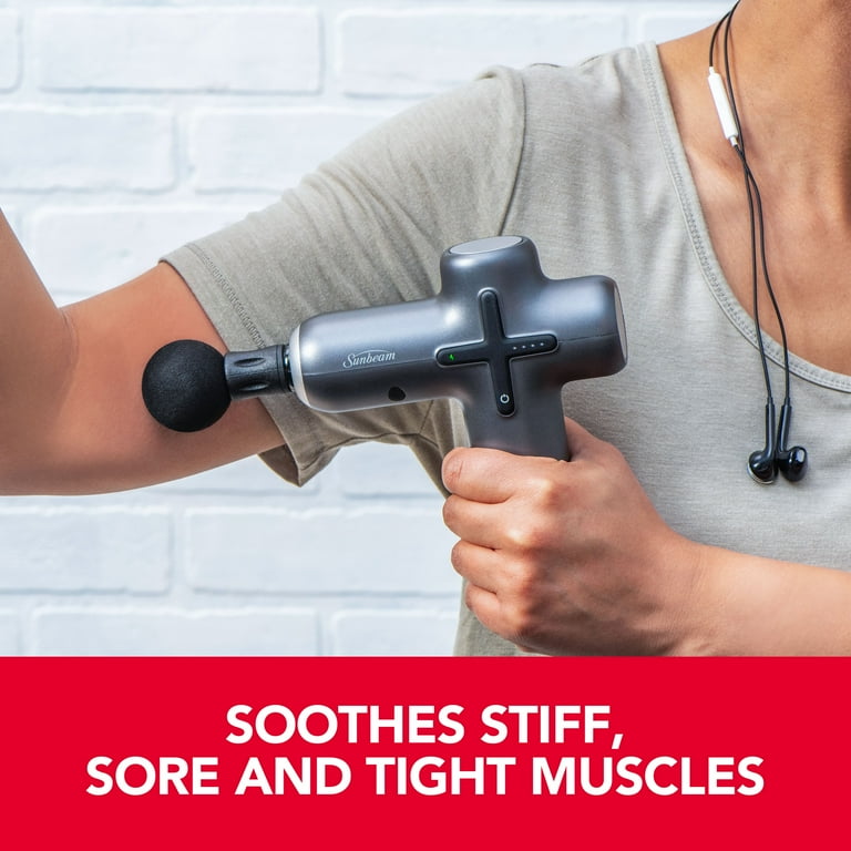 Sunbeam 16976 Compact Percussive Massage Gun with 4