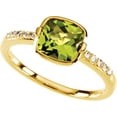 thumbnail image 4 of Genuine Checkerboard Peridot & Diamond Ring - Size 7, 4 of 6