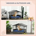 thumbnail image 3 of PawHut Wicker Dog House Elevated Raised Rattan Bed for Indoor/Outdoor with Removable Cushion Lounge, Navy Blue, 3 of 9