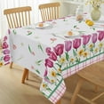 thumbnail image 5 of Spring Summer Tulip Flower Tablecloth Rectangle 60 x 84 Inch Spill Proof Wrinkle Free Floral Table Cloth, Plaid Checkered Gingham Polyester Table Cover for Dining, Party, Indoor, Outdoor, Pink, 5 of 7
