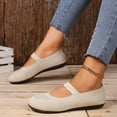 thumbnail image 4 of Womens Ballet Shoes Round Toe Knit Mary Jane Flats Casual Nonslip Walking Shoes Slip on Lightweight Dress Shoes White Size 7.5, 4 of 6