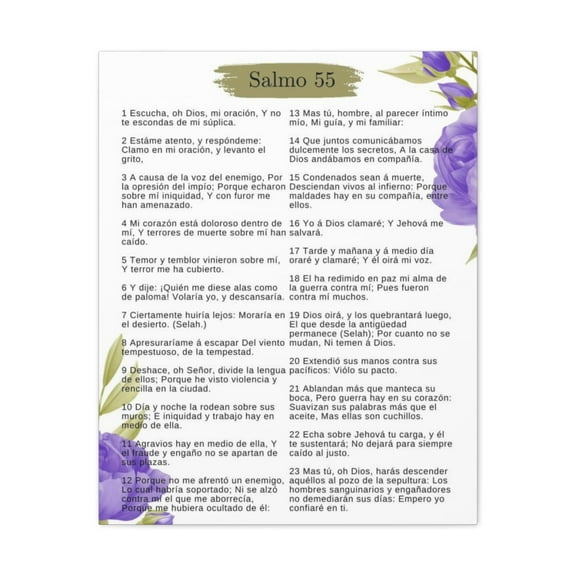 Salmo 55 Impresion De Arte Crist en la Pared Lista Para Colgar in Spanish Ready to Hang Bible Canvas Unframed