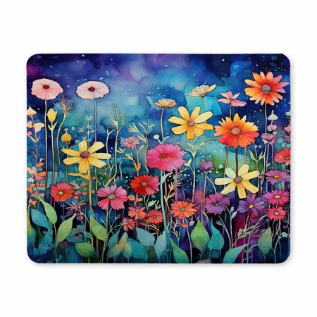 Gaming Mouse Pad Floral, Large Flowers Mouse Pads for Desk, Non-Slip Rubber Base Mousepad, Keyboard Mouse Mat, Desk Pad with Stitched Edges
