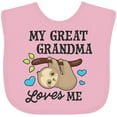 thumbnail image 3 of Inktastic My Great Grandma Loves Me with Sloth and Hearts Boys or Girls Baby Bib, 3 of 4