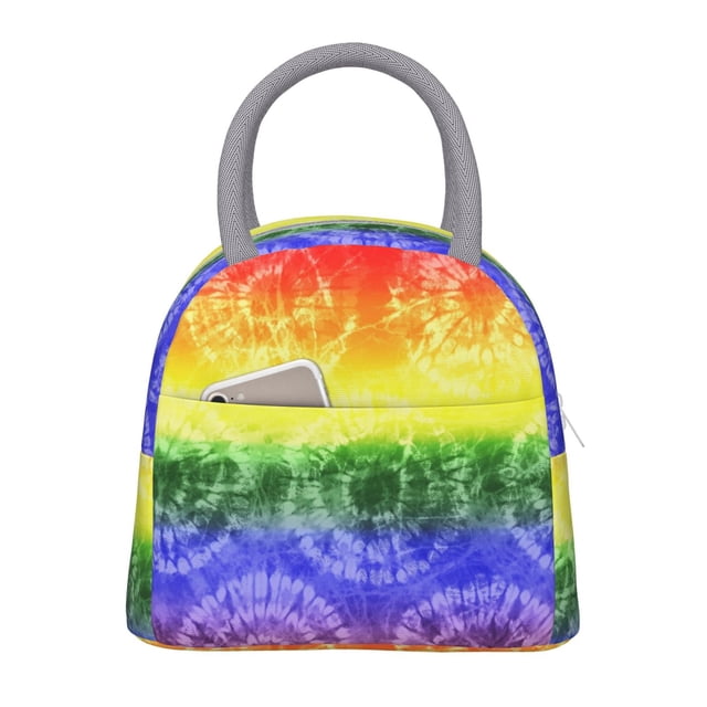 Fotbe Colorful Tie Dye Pattern Lunch Bag , Insulated Lunch Box, Small Leakproof Cooler Food Lunch Containers Reusable Lunch Tote Bags