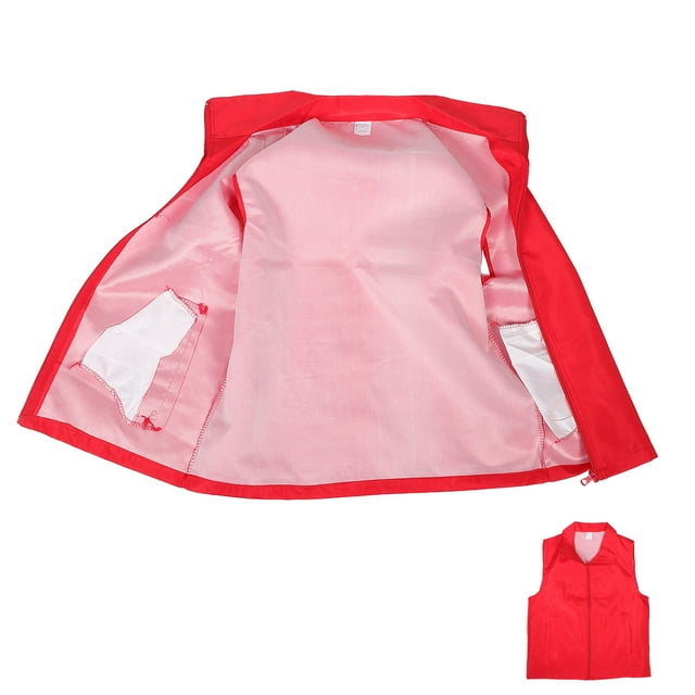 SHOWERORO Sleeveless Red Volunteer Vest with Polyester Material Designed for Safety and Visibility in Work Activities