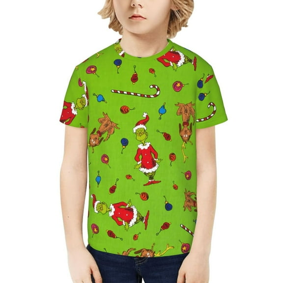 The Grinch Kids T-Shirt 3D Printed Graphic T-Shirts Boys and Girls Short Sleeve Shirts for Youth Kids X-Small