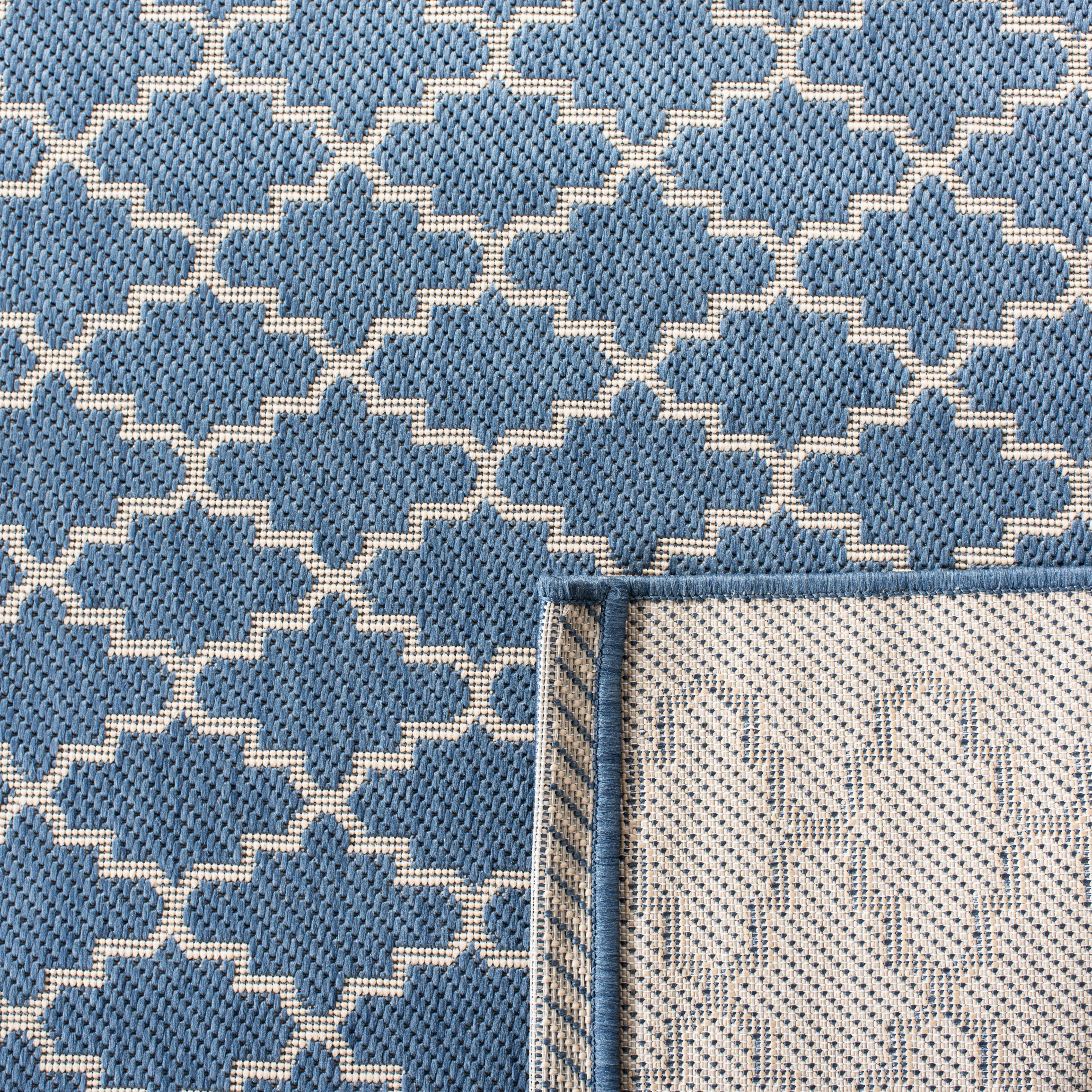 Safavieh Courtyard Hilbert Geometric Indoor/Outdoor Runner Rug, Blue/Beige, 2'3" x 14'