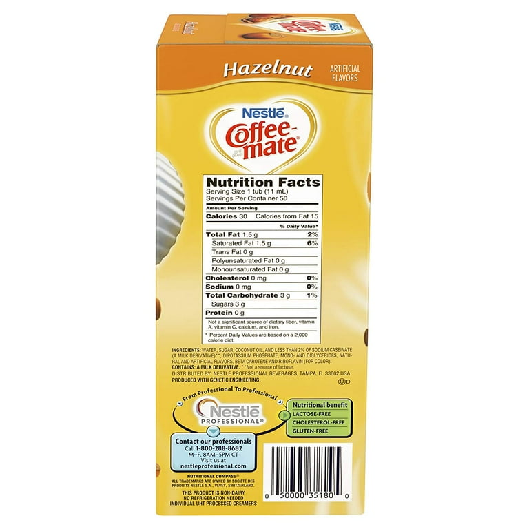 Nestle Coffee-mate Liquid Creamer Singles, Hazelnut (50 ct.) pack of 2