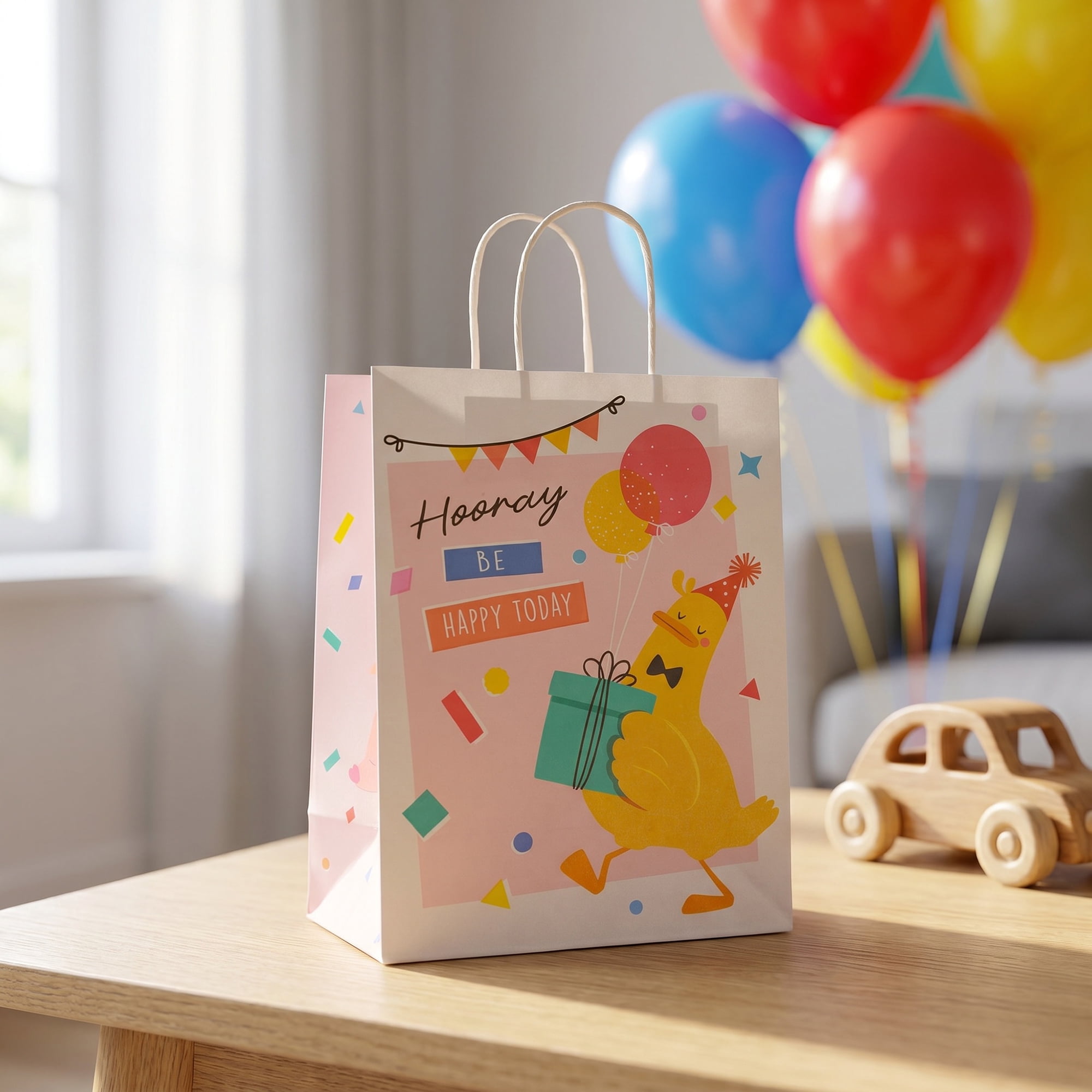 Unique Bargains 10Pcs Vibrant Cartoon Gift Bags for Party Pink 8.3" x 4.3" x 10.6"