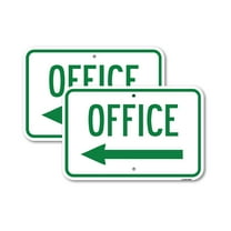 (2 Pack) Office With Left Arrow | 12" X 18" Heavy-Gauge Aluminum Sign | Rust Free Aluminum, Weather Resistant, Waterproof, Fade Resistant, 2 Pre-drilled Holes