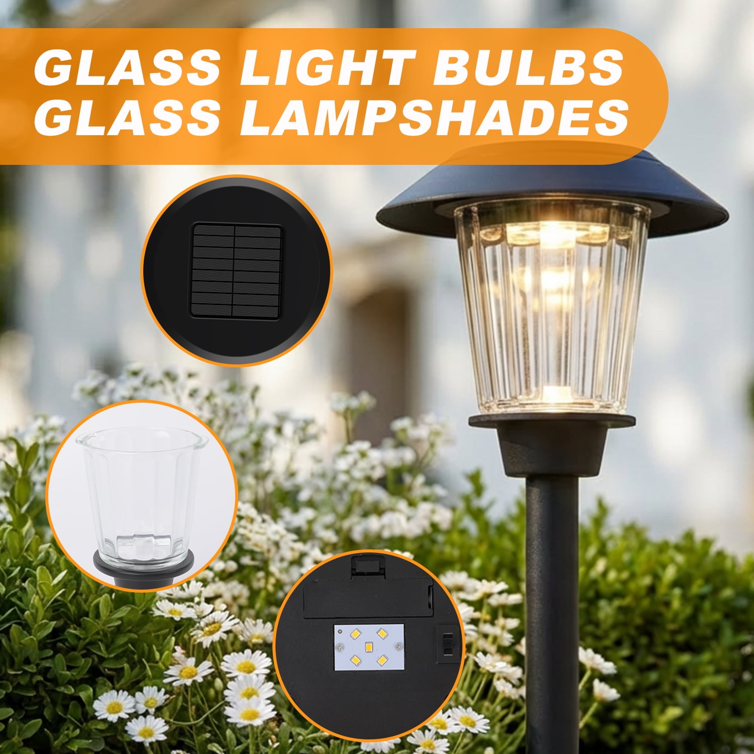 2 pack Solar Ground Lights Outdoor, IP65 Waterproof LED Ground Lights with 2 Modes (Steady & Rotating), Bright Solar Powered Pathway Lights for Garden, Lawn & Landscape Decoration