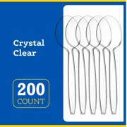 PLASTICPRO Clear Plastic Soup Spoons Heavy Duty Disposable Silverware, 200-Pack