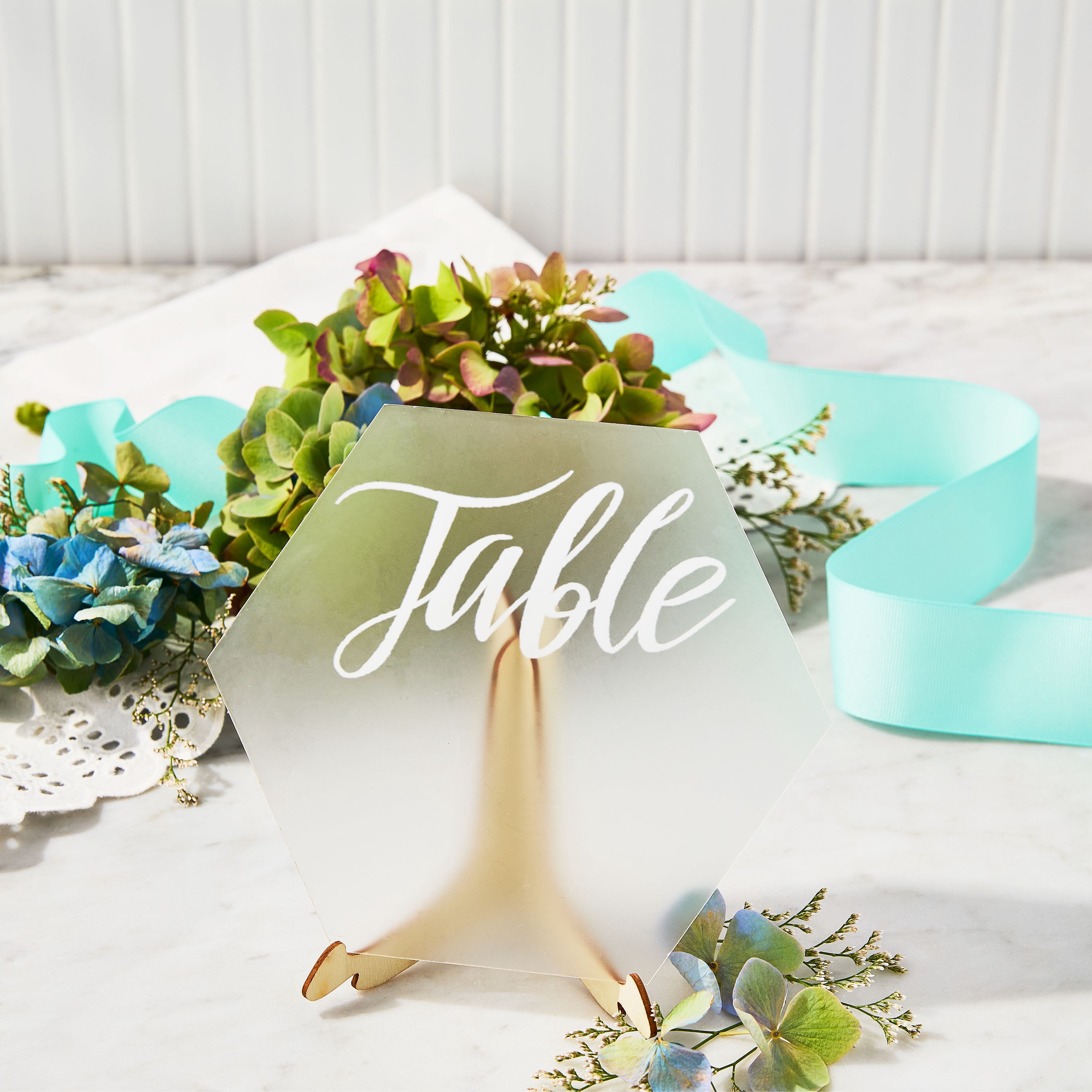 6.75in Number Plate White Desktop Decor Table Sign, by Way To Celebrate