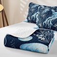 thumbnail image 4 of jejeloiu Artistic Jellyfish Floral Quilt King,Underwater Botanical King Coverlet Set For Boys,Navy Blue,3-Piece, 4 of 7