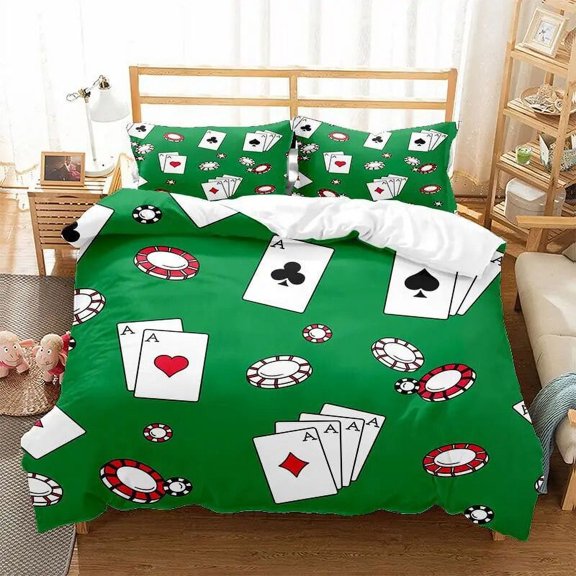 Playing Card Duvet Cover King Size for Boys Kids Couple Lover Bedding Set Microfiber Comforter Cover With Pillowcase
