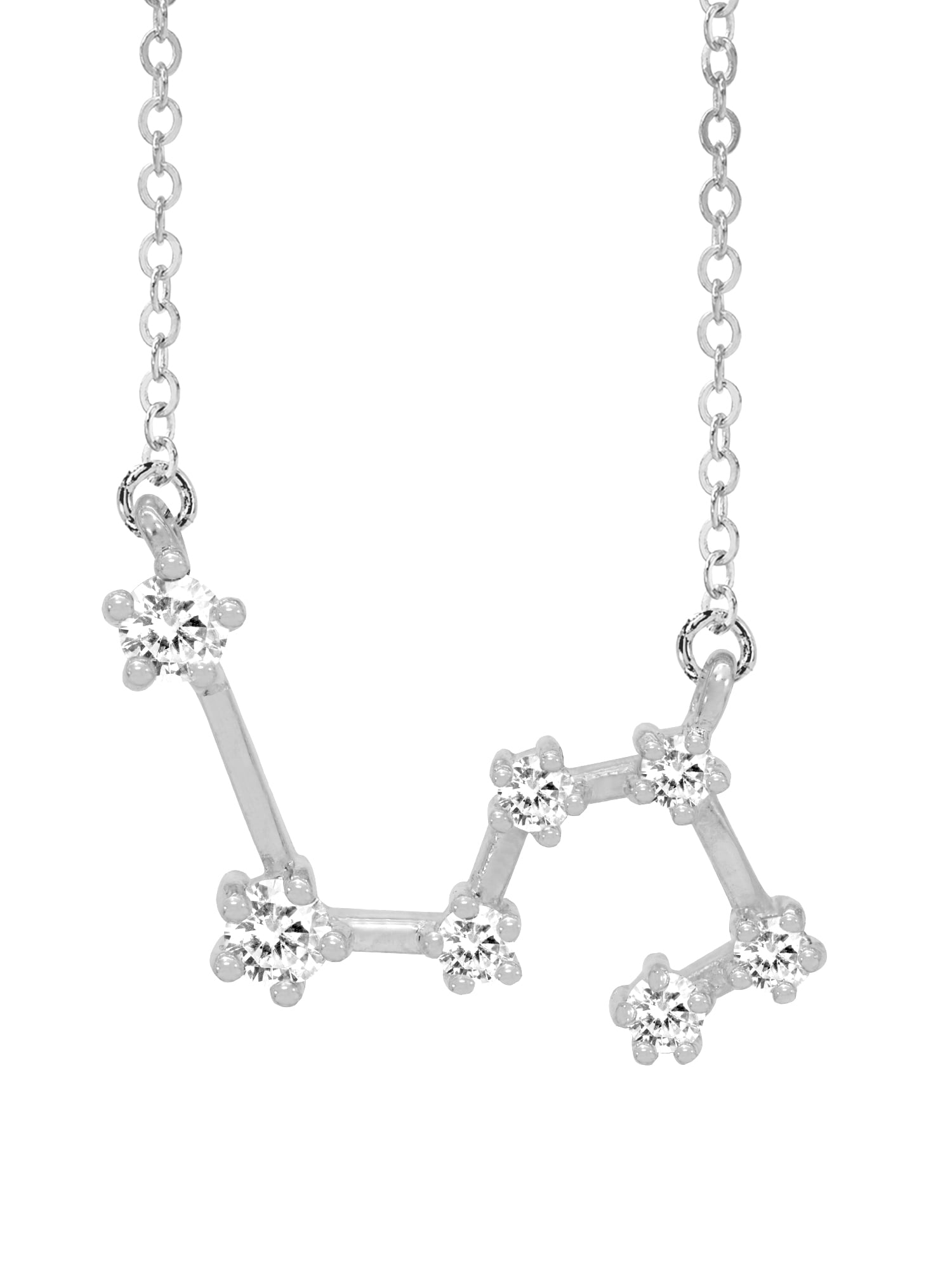 Personalized Constellation Necklace with Cubic Zirconia with 18-inch Link chain in Sterling Silver or 14K Gold Plated Sterling Silver